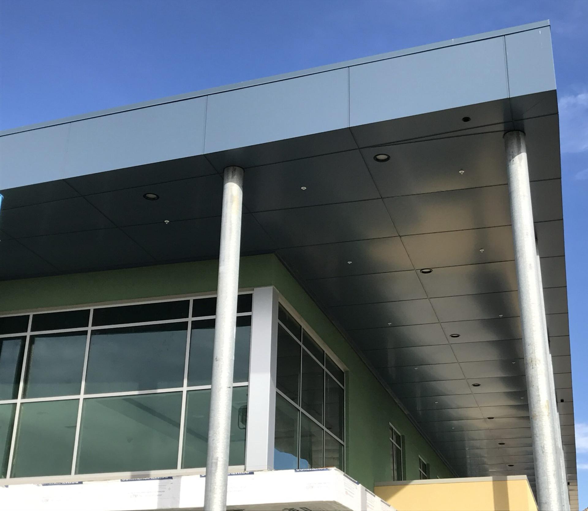 ACP cladded canopy installed over an entrance