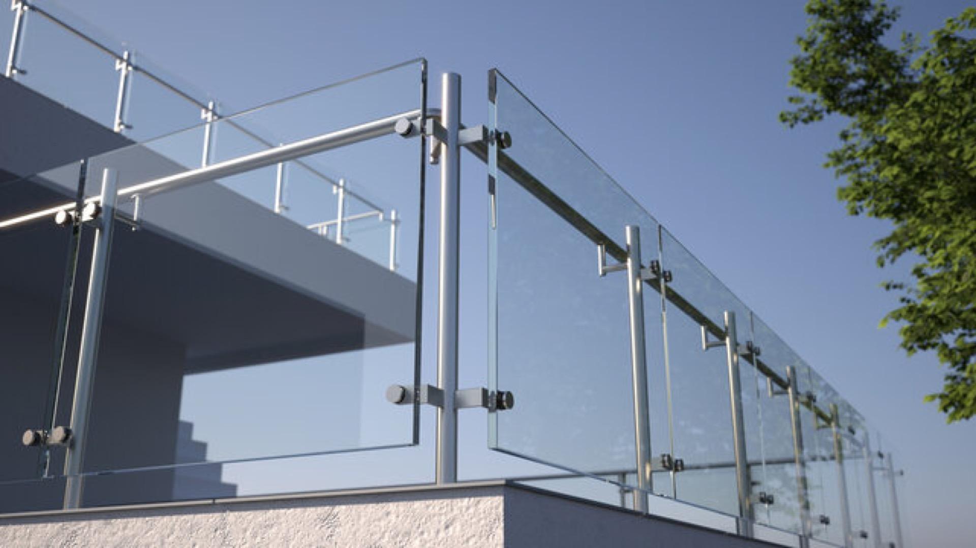 Balustrade glass railings installed in a commercial building