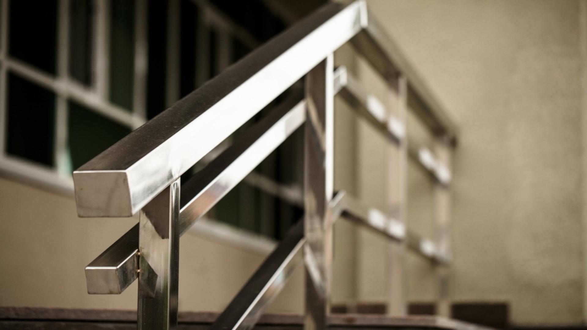 Stainless-steel railings installed on a staircase