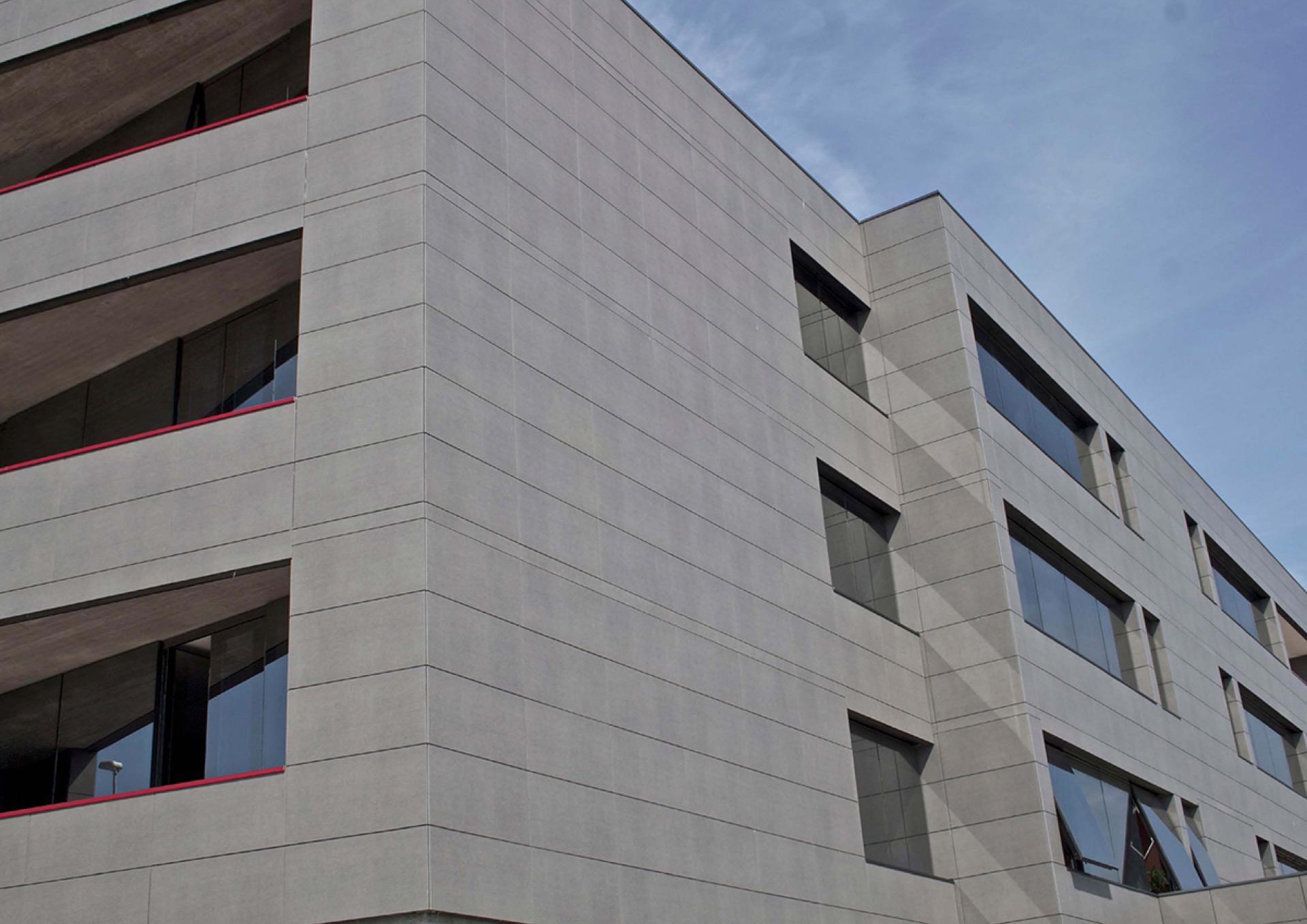 Tile cladding applied to the exterior of a building