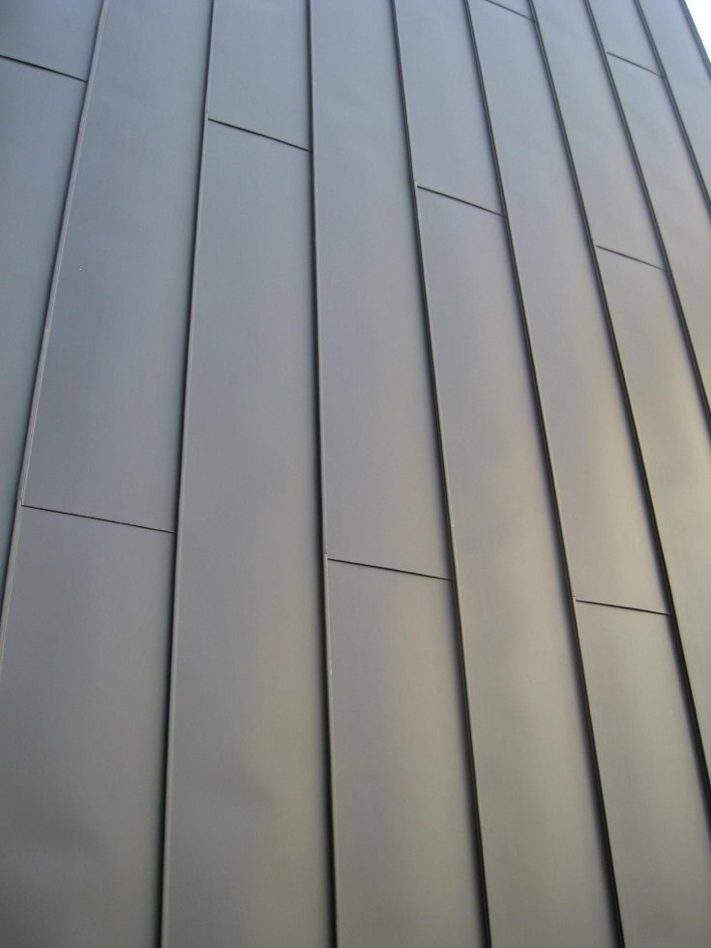 Zinc cladding installed on a building facade